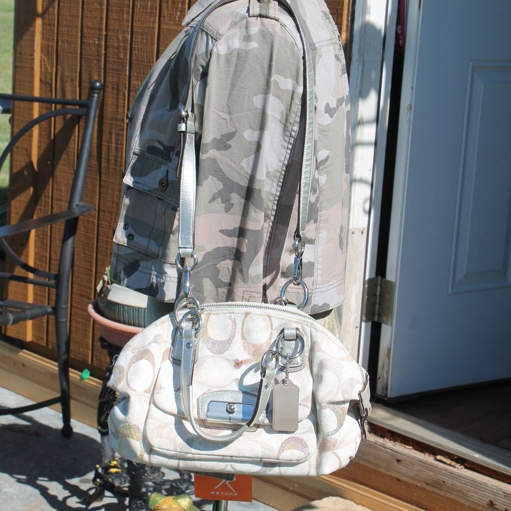 COACH KRISTEN EMBELLISHED SEQUIN SIGNATURE DOME SATCHEL HANDBAG PURSE